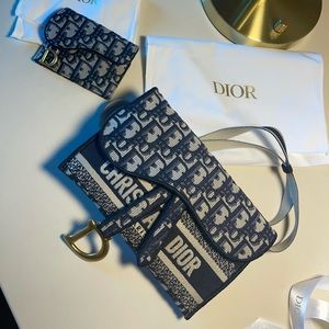 Dior saddle pouch canvas and wallet